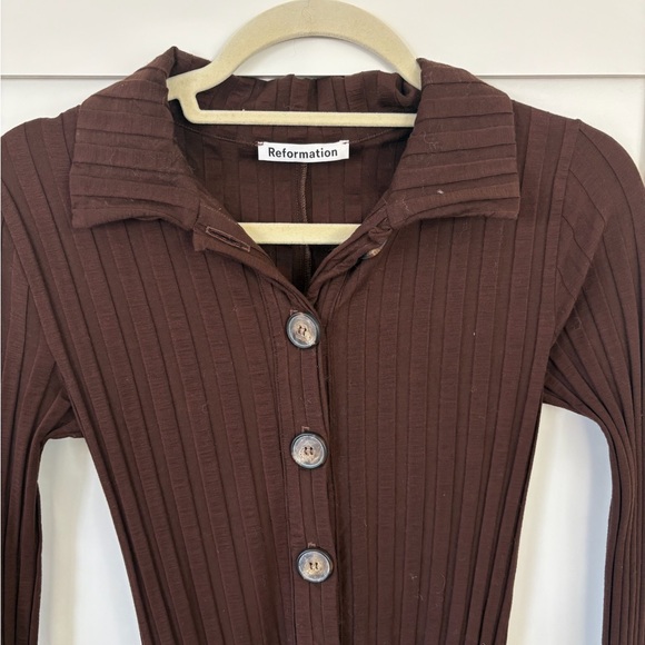 Reformation Brown Ribbed Mini Dress - Picture 2 of 4